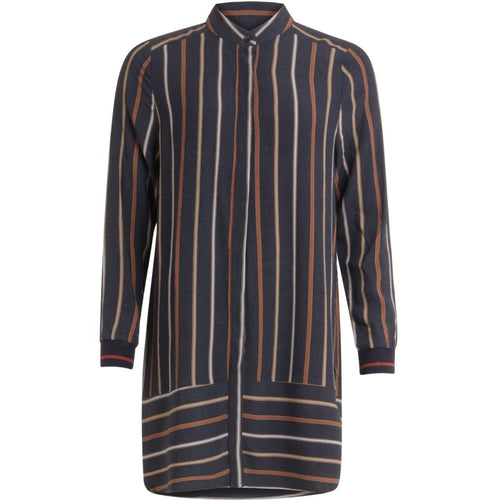 Long shirt in stripe print - Dark Blue