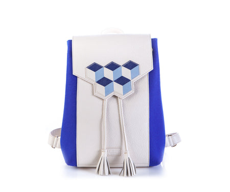 Blue Cubic Leather Flap