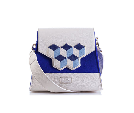 Blue Cubic Leather Flap